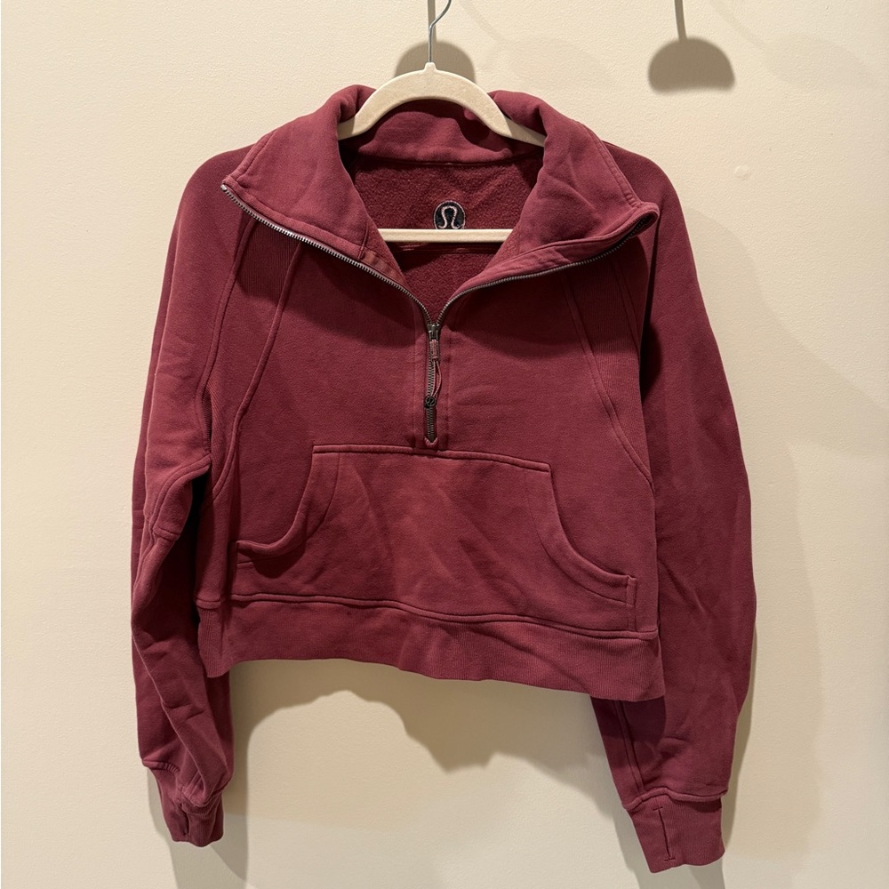 Lululemon Half-Zip Scuba Sweater in Red